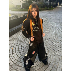 批发美式<b class='q'>街头</b>亚文化印花刺绣polo衫上衣男女休闲百搭宽松鎏金长袖T恤