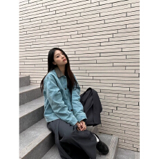 批发美式复古假两件拼接翻领外套男宽松休闲设计感<b class='q'>百搭</b>夹克上衣潮流