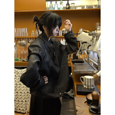 批发黑武士折棘刺绣夹克男女款春季痞帅高级感cleanfit猎装飞行服外套