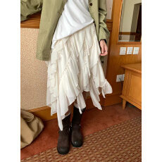 批发CCKOK 不规则<b class='q'>雪纺</b><b class='q'>半身裙</b>2026春夏新款法式复古小众设计杏色中长裙