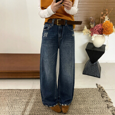 批发猫抓破洞加绒阔腿<b class='q'>牛仔裤</b>女<b class='q'>欧洲站</b>2025冬装新款欧货女装直筒裤子潮