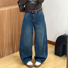 批发复古弯刀加绒<b class='q'>牛仔裤</b>女<b class='q'>欧洲站</b>2025冬装新款欧货女装加厚阔腿裤子潮