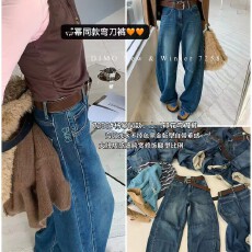 批发复古拖地弯刀加绒<b class='q'>牛仔裤</b>女<b class='q'>欧洲站</b>2025冬装新款欧货女装阔腿裤子潮