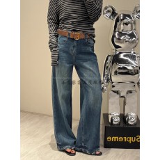 批发加厚绒欧货2025冬季新款磨破高腰显瘦直筒阔腿裤女<b class='q'>欧洲站</b><b class='q'>牛仔裤</b>