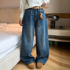 批发复合绒挂件加绒<b class='q'>牛仔裤</b>女<b class='q'>欧洲站</b>2025冬装新款欧货女装加厚阔腿裤潮