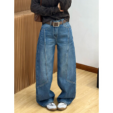 批发复古弯刀加绒阔腿<b class='q'>牛仔裤</b>女<b class='q'>欧洲站</b>2025冬装新款欧货女装拖地裤子潮