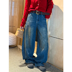 批发复合绒拖地加绒<b class='q'>牛仔裤</b>女<b class='q'>欧洲站</b>2025冬装新款欧货女装加厚阔腿裤潮