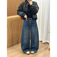 批发拖地加绒弯刀<b class='q'>牛仔裤</b>女<b class='q'>欧洲站</b>2025冬装新款欧货女装加厚阔腿裤子潮