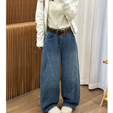 批发复古刺绣加绒阔腿<b class='q'>牛仔裤</b>女<b class='q'>欧洲站</b>2025冬装新款欧货女装加厚裤子潮