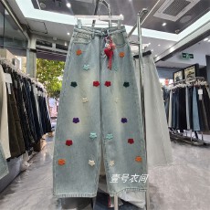 批发冬季新款<b class='q'>韩版</b>时尚百搭立体花朵加绒加厚显瘦弯刀裤休闲<b class='q'>牛仔裤</b>