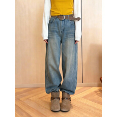 批发加绒加厚2025秋冬时尚<b class='q'>欧美</b>风阔腿牛仔<b class='q'>裤</b>女宽松显瘦百搭长<b class='q'>裤</b>高级感