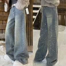 批发欧货烫钻亮闪闪加绒<b class='q'>牛仔裤</b><b class='q'>女</b>2025冬季<b class='q'>韩版</b>时尚重工高级感阔腿长裤