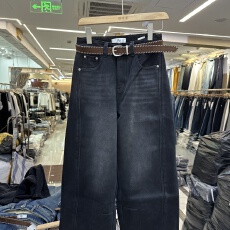 批发欧货加绒加厚牛仔阔腿裤女2025年冬款复古休闲深色百搭<b class='q'>九分</b>直筒裤