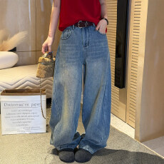 批发复古做旧加厚绒<b class='q'>牛仔裤</b>女<b class='q'>欧洲站</b>2025冬装新款欧货女装窄版阔腿裤潮