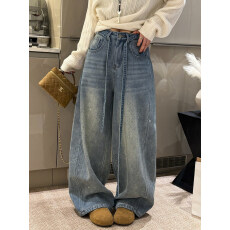 批发重工烫钻拖地加绒<b class='q'>牛仔裤</b>女<b class='q'>欧洲站</b>2025冬装新款欧货女装阔腿裤子潮