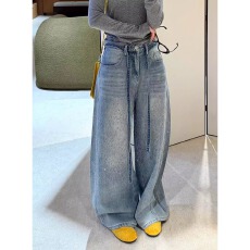 批发jeans 9073 2025 <b class='q'>冬</b>季新款加绒高腰显瘦百搭韩版辣妹亮钻阔腿裤