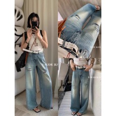 批发PUDR7372高腰破洞阔腿牛仔<b class='q'>裤</b>女2026春季<b class='q'>韩版</b>宽松时尚大筒长<b class='q'>裤</b>