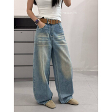 批发<b class='q'>欧洲站</b>女装复古做旧阔腿水洗<b class='q'>牛仔裤</b>女2026春装新款欧货拖地裤子潮