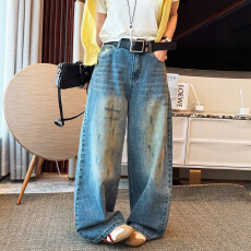 批发复古做旧拖地阔腿<b class='q'>牛仔裤</b>女<b class='q'>欧洲站</b>2026春装新款欧货女装直筒裤子潮
