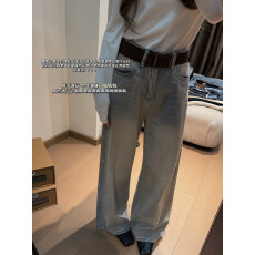 批发【拿捏高级】烫钻牛仔裤女秋<b class='q'>冬</b>2026新款百搭高级感高腰休闲裤子