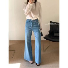 批发DM 5321 四面弹<b class='q'>喇叭</b><b class='q'>裤</b>女2026春装新款不贴腿胺包直筒喇叭牛仔<b class='q'>裤</b>女