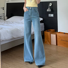 批发实拍~~四面弹修身显瘦爱心刺绣拖地微喇<b class='q'>牛仔裤</b>女2026夏季