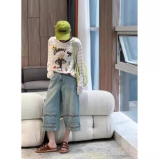 批发小庄家<b class='q'>欧洲站</b>2026春夏女装民族风高腰刺绣八分阔腿<b class='q'>牛仔裤</b>女