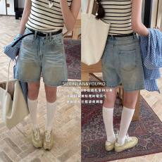 批发YOUMO有陌16909-3复古高腰牛仔短裤女2026夏季<b class='q'>韩版</b>百搭a阔腿热裤