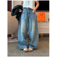 批发重工烫钻拖地阔腿<b class='q'>牛仔裤</b><b class='q'>女</b>欧洲站2026春装新款欧货<b class='q'>女</b>装直筒裤子潮