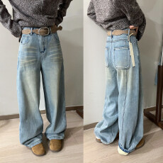 批发复古做旧阔腿<b class='q'>牛仔裤</b><b class='q'>女</b>欧洲站2026春装新款欧货<b class='q'>女</b>装拖地裤子潮