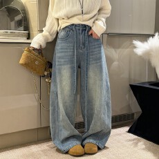 批发重工烫钻拖地<b class='q'>牛仔裤</b><b class='q'>女</b>欧洲站2026春装新款欧货<b class='q'>女</b>装阔腿裤子潮