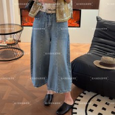 批发欧货7292韩系<b class='q'>时尚</b>懒慵宽松休闲百搭八分弯刀牛仔裤女2026春季