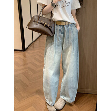 批发<b class='q'>欧洲站</b>2026春夏新款 设计师款小众复古甜酷百搭显瘦弯刀<b class='q'>牛仔裤</b>女