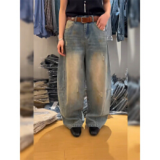 批发复古做旧直筒阔腿<b class='q'>牛仔裤</b>女<b class='q'>欧洲站</b>2026春装新款欧货女装拖地裤子潮