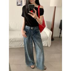 批发Mk2ly 满天星<b class='q'>烫钻</b>后袋刺绣阔腿裤女2026春夏新款时髦显瘦<b class='q'>牛仔裤</b>潮