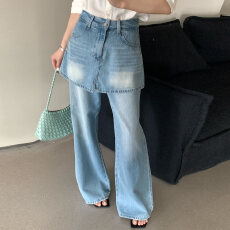 批发top.yuelan正品79021屁帘微喇<b class='q'>牛仔</b><b class='q'>裤</b>女2026新款显瘦遮<b class='q'>垮</b>休闲长<b class='q'>裤</b>