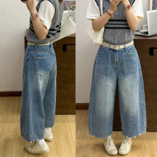 批发立体剪裁弯刀阔腿<b class='q'>牛仔裤</b>女<b class='q'>欧洲站</b>2026春装新款欧货女装九分裤子潮
