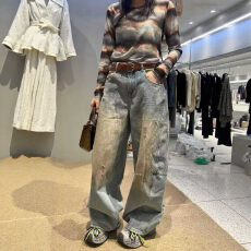 批发<b class='q'>欧洲站</b>2026春新款欧货破洞做旧高腰显瘦阔腿<b class='q'>牛仔裤</b>女宽松直筒长裤