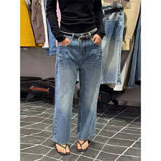 批发2026春夏新款韩版时尚百搭显瘦<b class='q'>牛仔</b>裤女宽松休闲直筒阔腿九分裤潮