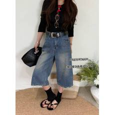 批发美式复古2026春夏新款梨形身材高腰宽松磨破直筒七分阔腿牛仔裤<b class='q'>女</b>