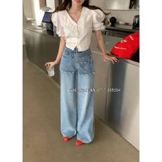 批发2026春季韩版设计感假两件<b class='q'>包裙</b>高腰显瘦百搭直筒宽松拖地<b class='q'>牛仔</b>裤女