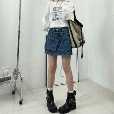 批发不规则假两件<b class='q'>牛仔</b>短裙女2026夏季新款显瘦防走光工装包臀半身裙潮
