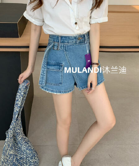mulandi 뮤 블루 디 26 여름 켜기 새로운 작은 대중 디자인 섹션 워싱 데님 반바지 제외 된 맨위 18988