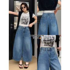 批发Jeans壹流壹8125 春夏款韩版半<b class='q'>松紧</b>腰显瘦宽松牛仔弯刀裤女九分裤