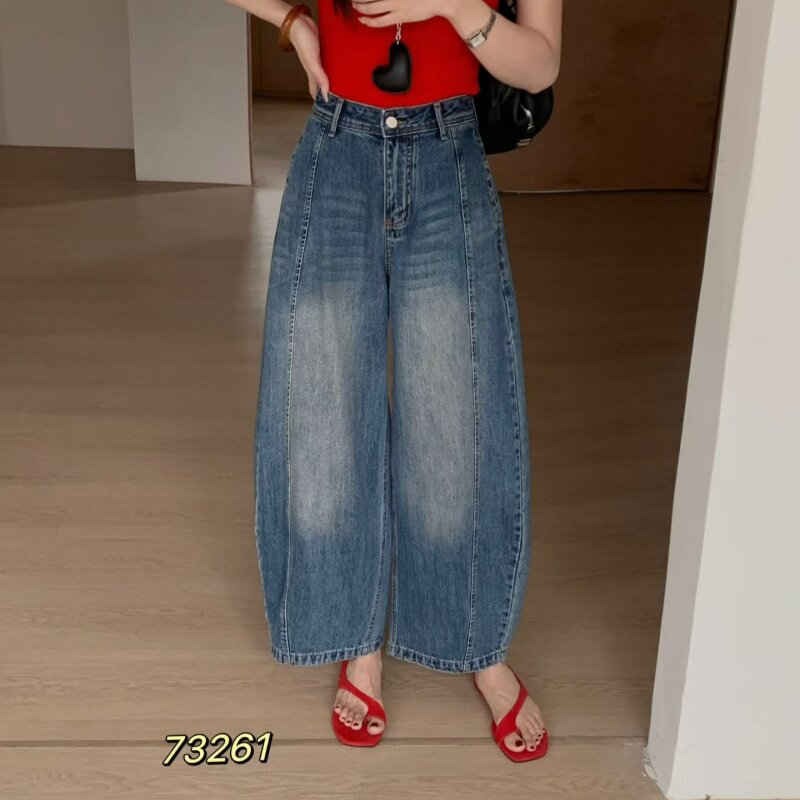 2026 새로운 jeans gdh 끝났어 잘 73261 파란색 9 포인트 모통이 칼 슬림해 보이는 데님 와이드 레깅스 바지 여름
