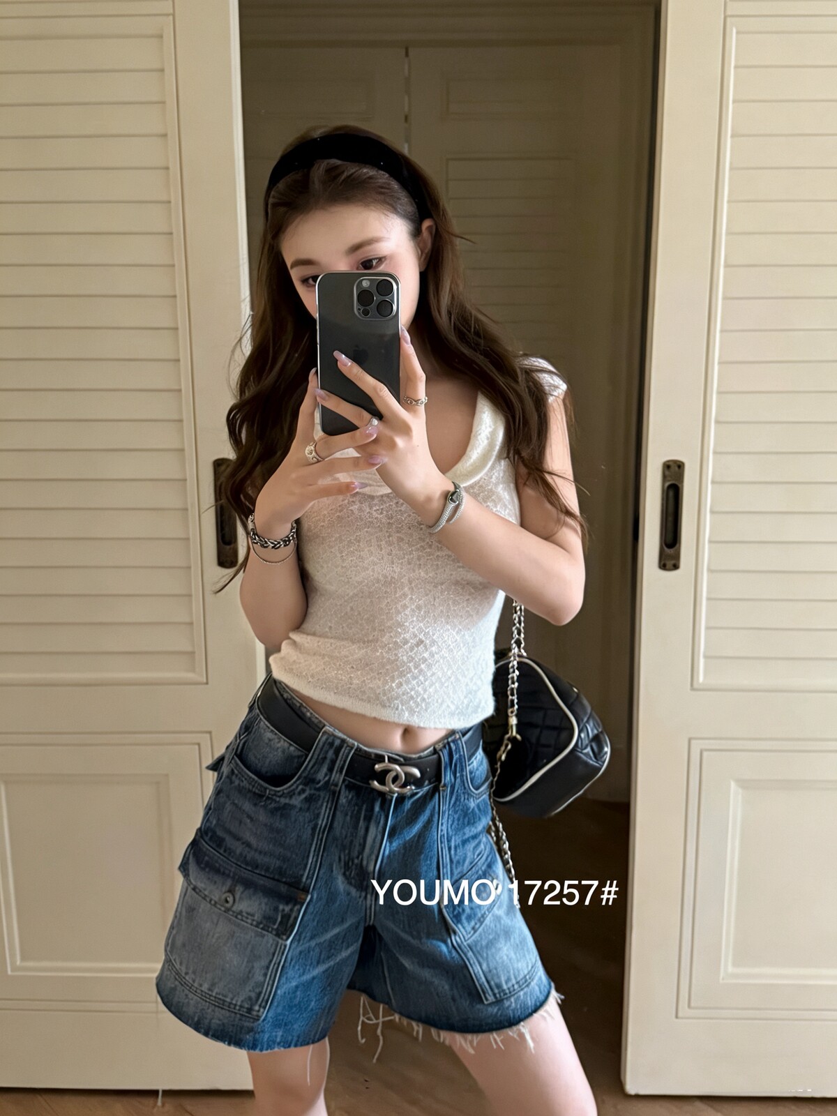 정통 youmo 素心 블루 17257- 블루 2026 새로운 루즈핏 반바지 4 점 바지 여성 여름 얇은 스타일 청바지