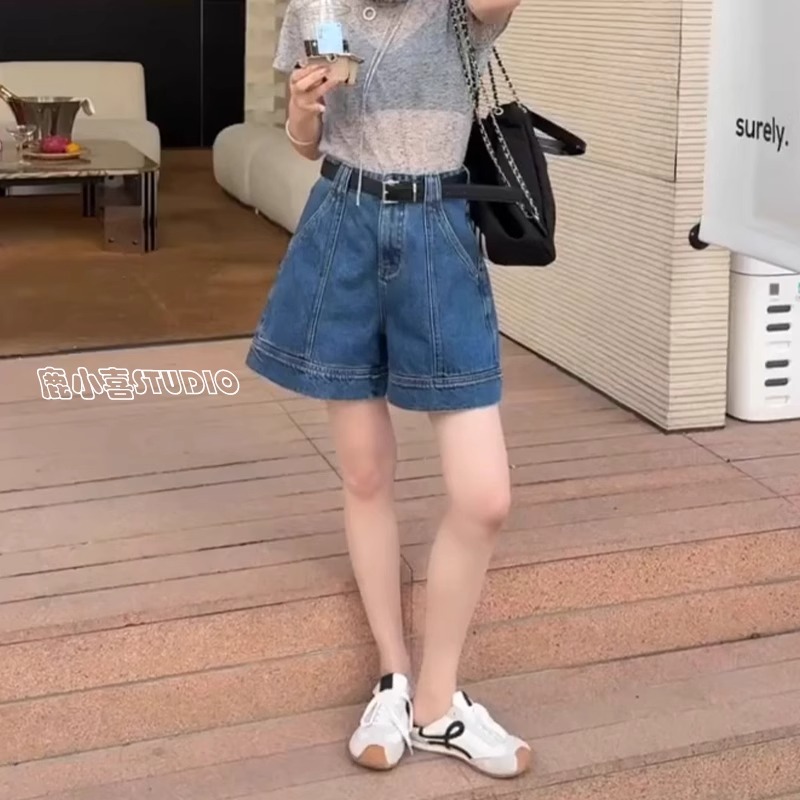 제 서쪽 바람 여름 와 성별 착용 가져 가라. 2026 새로운 다용도 캐주얼 허리밴드 오부 바지 데님 반바지 18177