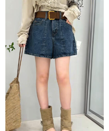 파란색 레트로 스트레이트 데님 반바지 여성 여름 2026 새로운 출퇴근 다용도 자이언트 잘 생긴 하이웨이스트 슬림해 보이는 한 마디 바지