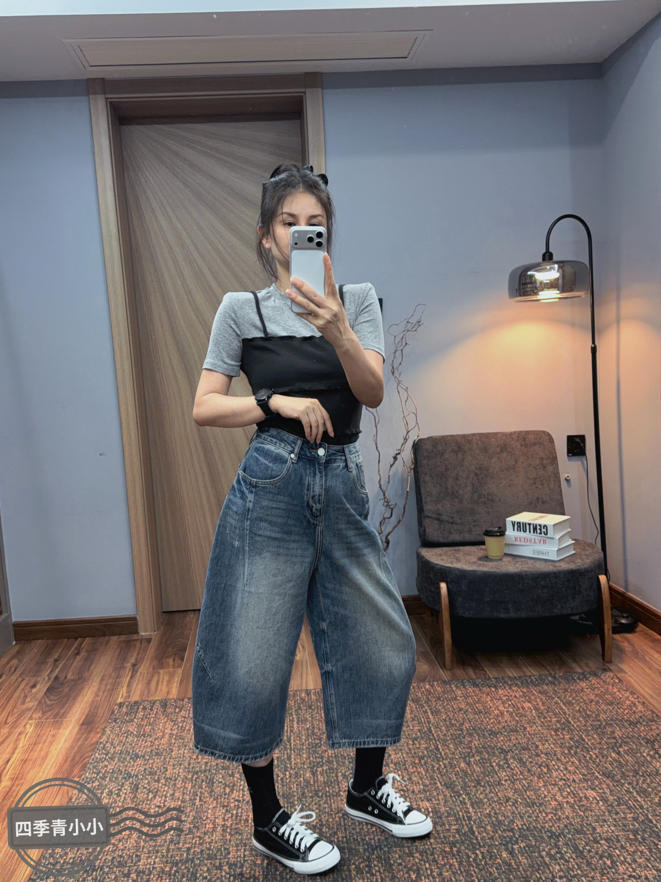 jeans 728 여름 2026 새로운 레트로 색상 캐주얼 하이웨이스트 넓은 다리 청바지 루즈핏 7 점 스트레이트 팬츠 여성 n