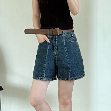 批发实拍~~美式复古水洗高腰牛仔短裤女夏季宽松显瘦百搭<b class='q'>休闲</b>A字<b class='q'>热裤</b>